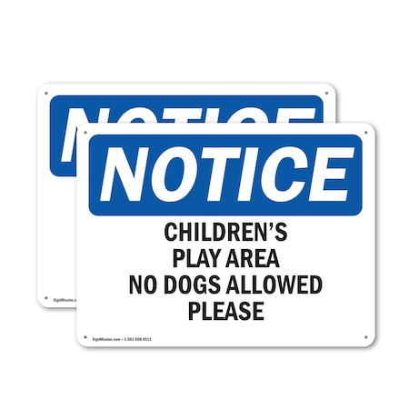 Signmission Children'S Play Area No Dogs Allowed Please, 24 in W x Rectangle, Plastic OS-2PACK-NS-P-1824-L-10587
